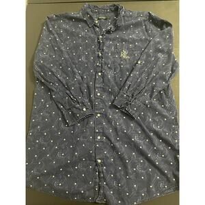 Lauren Ralph Lauren Extra Large Mens 3/4 Sleeve Blue Floral Button Down Shirt